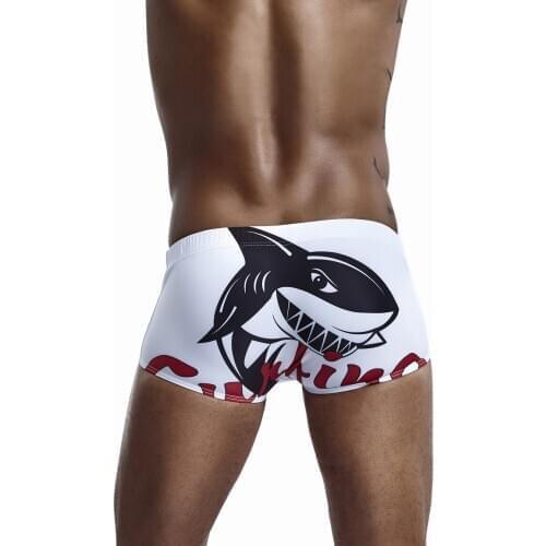 Swimming Suit For Men Shark Pattern Flat Angle Swimwear Briefs Men Surfing Beach Swim Shorts Male Swimsuit Cartoon Bathing Suit