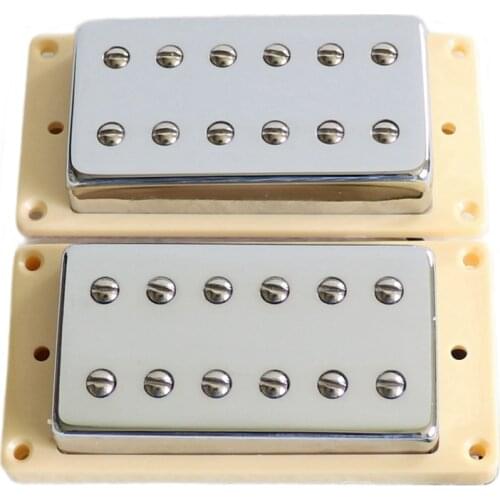 Free Shipping N&B 1set Open cover style Alnico 5 /2 magent bar humbucker LP guitar pickup with ivory rings