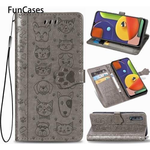 Cute Dog Head PU Leather Book Case For Samsung A30S Carcasa Cellular Phone Covers Cellular Samsung Galaxy para A50S A50