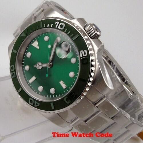 Green Face 40mm Automatic Mens Watch Miyota 8215 Movement Sapphire Glass Date Display Oysert Bracelet Cyclops Ceramic Bezel