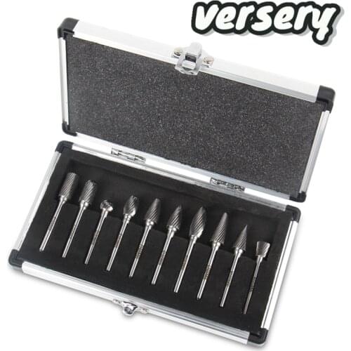 Free Shipping 10PCS/SET 6mm shank Tungsten Carbide Rotary burr Set File Kit For Metalworking woodworking Milling Cutter Carving