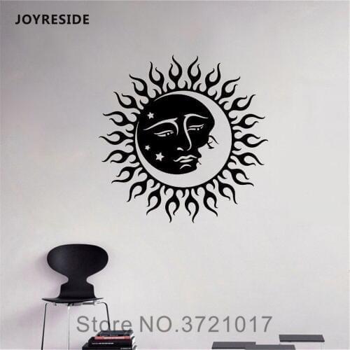 JOYRESIDE Ethnic Symbol Night Star Wall Sun And Moon Decals Vinyl Sticker Art Bedroom Dorm Living Room Home Interior Mural A1618