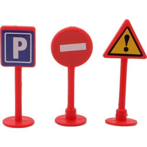 New 9Pcs/set DIY Mini Traffic Signpost Scene Educational Toys For Children Traffic Signage Model Toy Gift For Infant Boys Girls