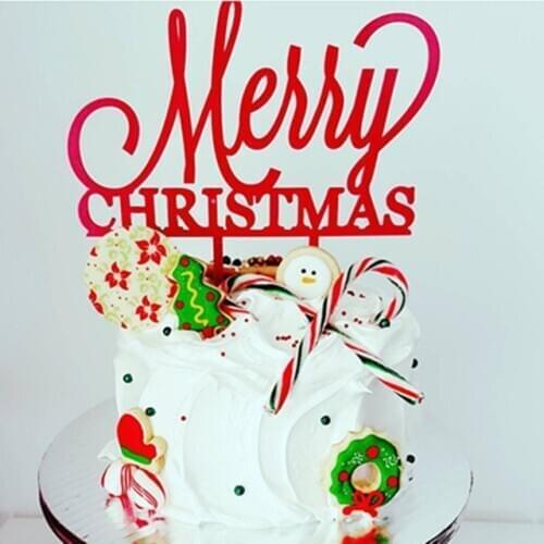 New Acrylic Merry Christmas Cake Topper Christmas Cupcake Toppers Flags For Home Xmas Christmas Party Cake Decorations 2020 New