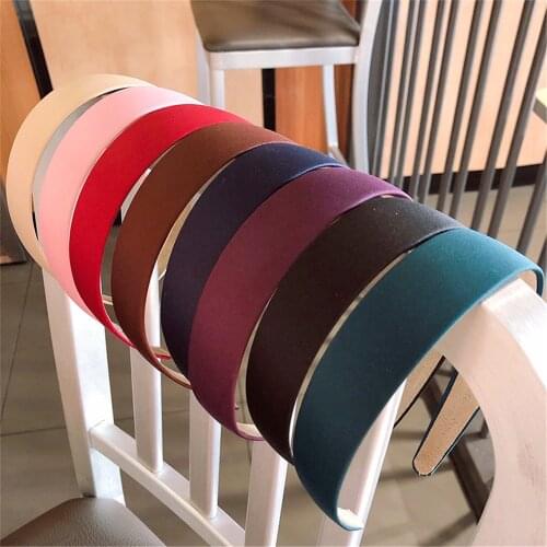 1PC Plastic Fashion Wide Headband Solid Bezel Hairbands Satin Covered Hair Accessories For Woman Girls