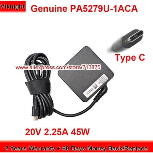 Genuine PA5257U-1ACA 20V 2.25A Type C AC Adapter PA5257E-1AC3 for Toshiba TECRA X40-D-149 X20W-D1252 PORTAGE X-30-D Laptop