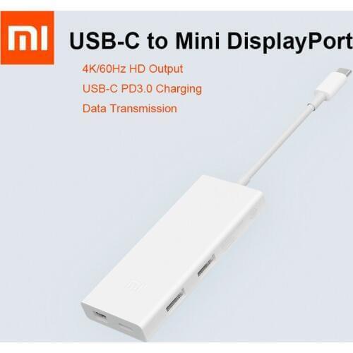 Original Xiaomi USB-C To Mini Displayport DP Adapter 4K 60fps Ultra HD Converter Type-C PD 3.0 QC3.0 Adapter For Macbook Laptop