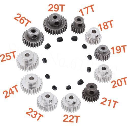 3.175mm Shaft Hole Metal 17T 18T 19T 20T 21T 22T 23T 24T 25T 26T 29T Motor Pinion Gears for RC Cars Scale Hobby Model