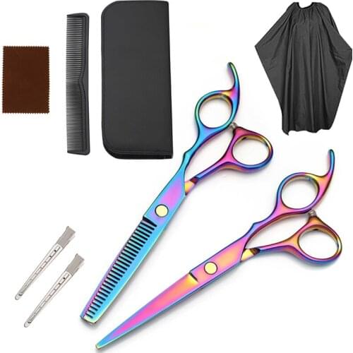 Barber scissors Flat cut bangs thinning Haircut cloak hairdressing scissors set kappers benodigdheden Professional Barbershop