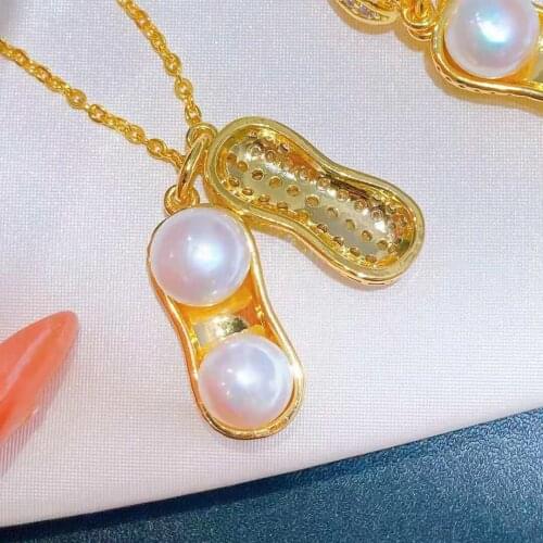 Peanut Style 8-9MM Size Button Shape Real Freshwater Pearl Pendant Jewelry Nice Party Wedding Gift 10pcs/lot