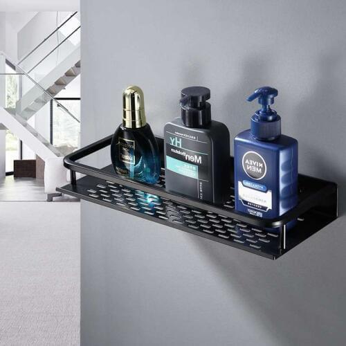 Bathroom Shelf Black Aluminum Wall-Mounted Square Shampoo Shelf Cosmetic Shelves Kitchen Nets Shelf Storage Rack Organizer Rack