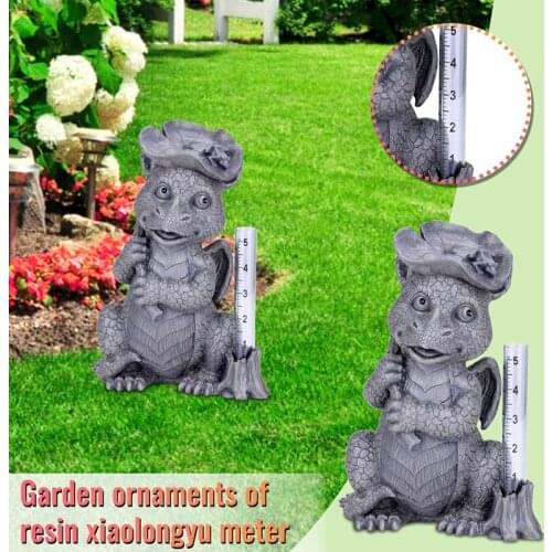 Resin Dragon Rain Gauge Outdoor Statue Water Level Meter Waterproof Dragon Statue for Garden Decor Ornament Accessories