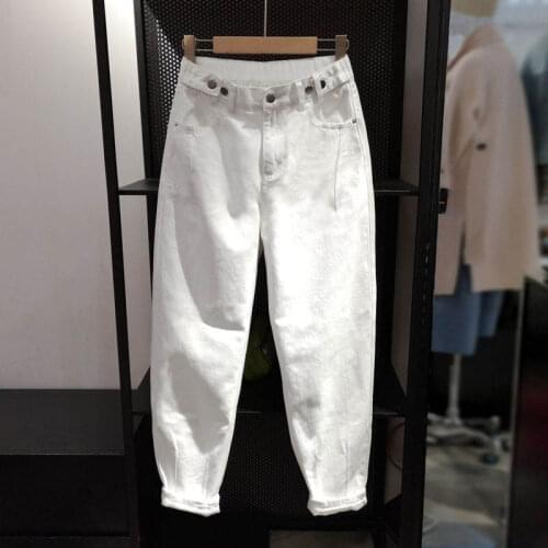 Spring Summer Denim Harem Pants Loose White Jeans Women High Waist Streetwear Plus Size 4XL Mom Jeans Black Trousers