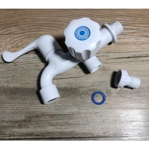 Bathroom Double Handle Plastic Quick Opening Bibcock Toilet Long Body 2 Ways Switch Valve Faucet 1/2" Washing Machine Water tap