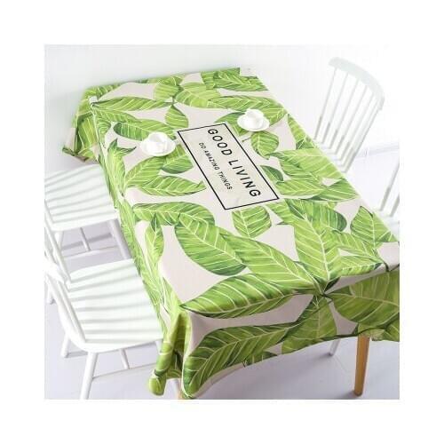 Thicken nordic linen tablecloth table cloth garden fresh green leaf simple modern coffee rectangular home decoration table cover