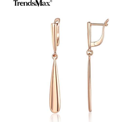 Bar Dangle Earrings For Women Girls 585 Rose Gold Fashion Vintage Faceted Long Drop Earrings Wedding & Engagement Jewelry GEM35