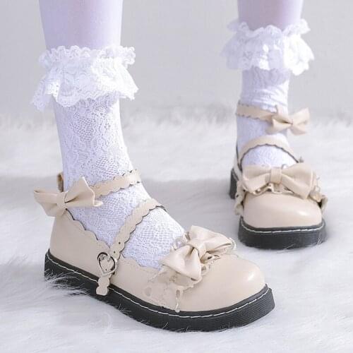 Japanese Classic Lolita Shoes Soft Girl Big Head Jk Uniform Pu Leather Mary Jane Round Head Girl Sweety Kawaii Bow Buckle Anime