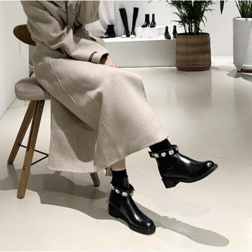 Size 33-42 Platform Chelsea Boots Women Genuine Leather Elastic Band Ankle Boots Women Fashion All-match Women Boots 2020