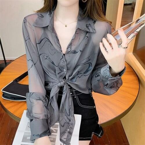 Chiffon Women Shirts Elegant Temperament Square Collar Embroidery Korean Style Blouses Long Sleeve Ladies Blusas TOps MM0879