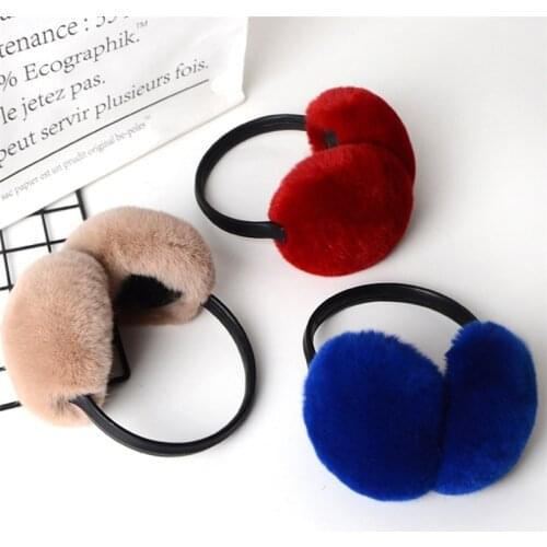 Women Winter Earmuffs Real Rabbit Fur Warm Earmuffs Lovely Earlap Russian Female Genuine Fur Plush Ear Muff Natural Fur Hot Sale