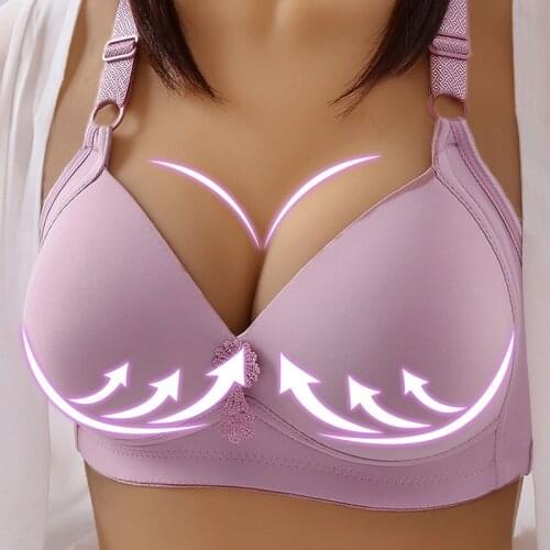 Plus Size Wire Free Underwear Women Back Buckle Cotton Bra Widened Shoulder Straps Brasieres Comfort Black Breast Cover Female