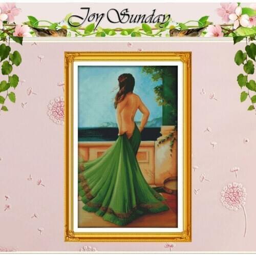 The Lady in Green Dress Counted Cross Stitch DIY 11 14CT Cross Stitch Sets Wholesale Cross-Stitch Kits Embroidery Needlework
