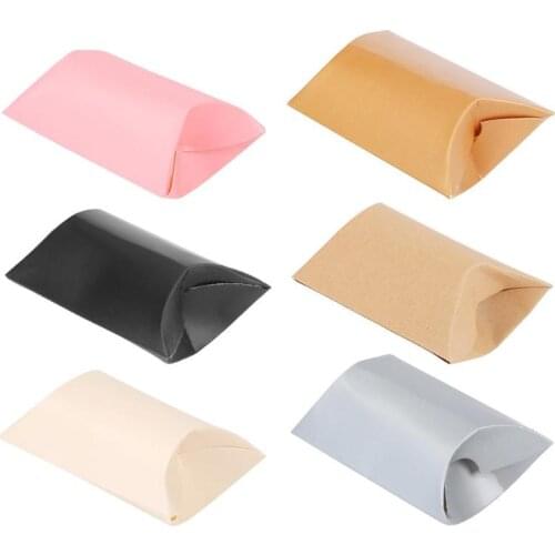 10pcs Plain Color Pillow Shape Christmas Candy Gift Boxes Guests Packaging Boxes Gift Bag Christmas Party Kids Gift