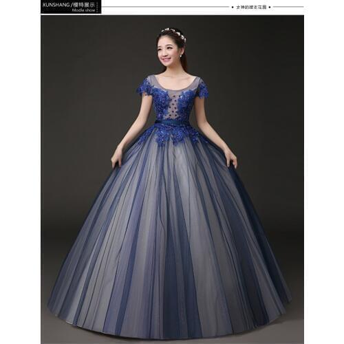 100%real royal blue veil embroidery beading medieval dress Renaissance Gown queen Victorian cosply Marie/ball gown Belle Ball