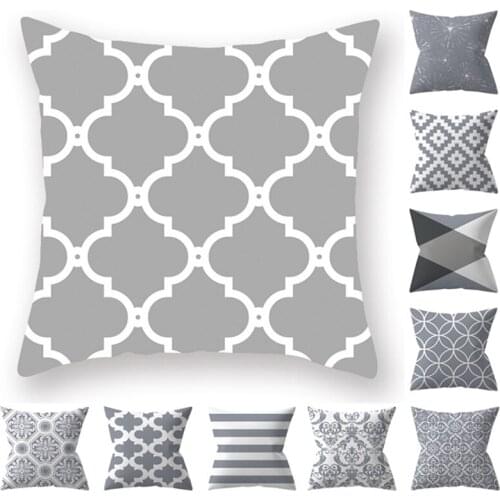 18inch Sliver Grey Style Geometry Decorative Pillowcases Throw Pillow Case Striped Pillowcase Cushion Cover Home Decor Pillow