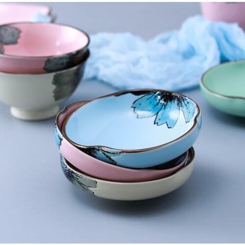 2Pcs Creative Special-shaped Hand-painted Illustration Ceramic Dish Bowl Flavor Dish Salad Bowl Dish dinner plates