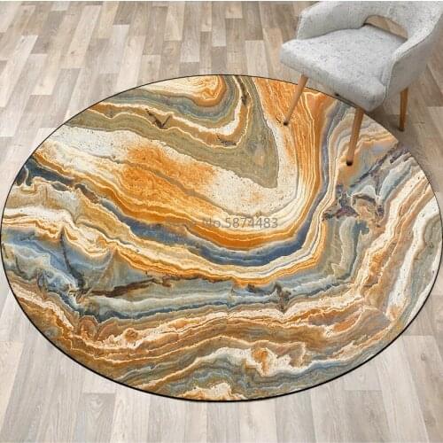 200cm Fashion Modern Abstract Rock Pattern Orange Color Living Room Bedroom Hanging Basket Chair Round Floor Mat Customization