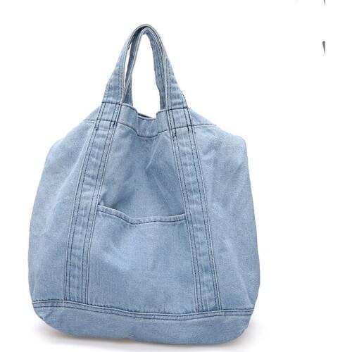 2021 Super big denim Womens handbag Japan style Shopper Handbags ladies Preppy blue shoulder bag female Casual tote Bag large