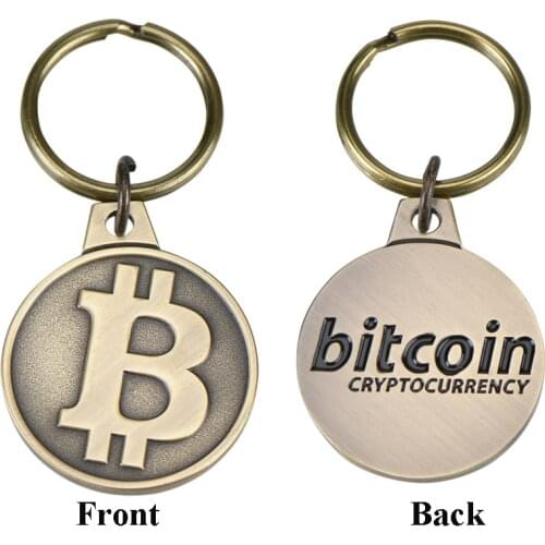 25mm Nice Bitcoin Keychain Coins Copper Plated Key Ring Commemorative Collectors Fashion Gifts Bag Pend Home Decor