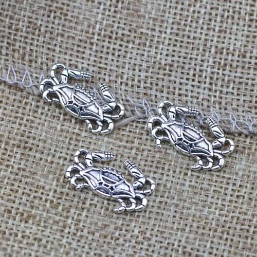 30 Pieces 20*12mm Mixed Alloy Antique Silver Color Crab Sea Charms Bracelet Pendant Accessory For DIY Jewelry Making