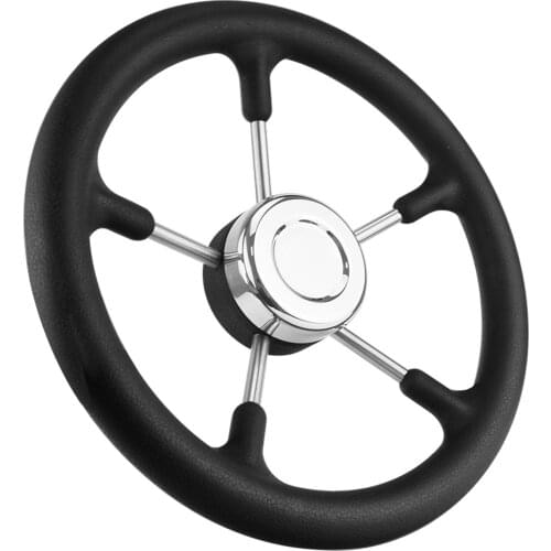 304 Stainless Steel Marine 12.6 inch Boat Steering Wheel 5 Spoke Pontoon Boat Polyurethane