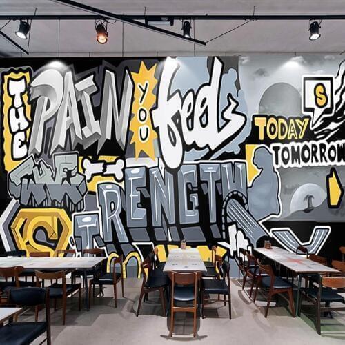 3D Wallpaper Retro Hand-painted Graffiti Restaurant Gym Club Background Wall Murals Abstract Art Wall Papers Papel De Parede 3 D