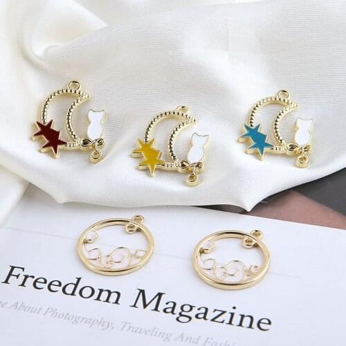 4pcs Korean Fashion Cute Stars Moon Earrings For Women Cat Cloud Ring Pendant Statement Earrings Girls Diy Jewelry Accessories