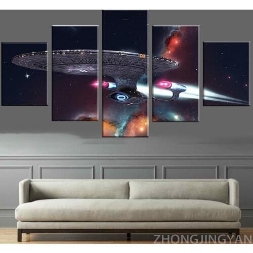 5pcs Universe Spaceship Fantasy Art Painting star trek movie poster HD Canvas Wall Art Paintings for Living Room Wall Decor