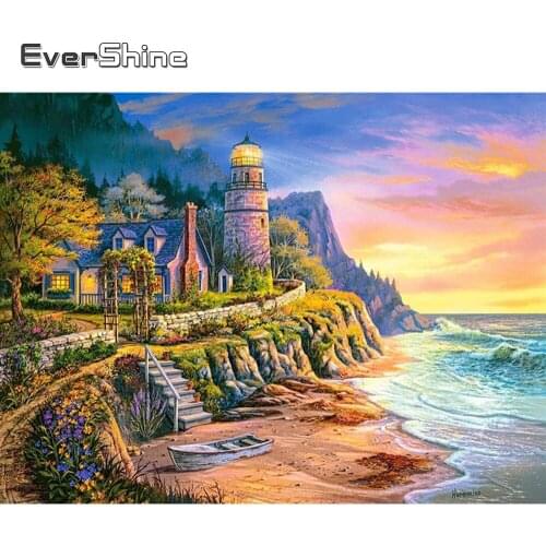 EverShine DIY Diamond Embroidery Landscape Cross Stitch 5D Diamond Painting Sea Picture Of Rhinestones Home Decor