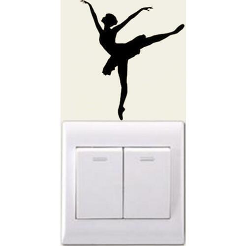 Ballet Dancer Wall Stickers for Kids Rooms Decor Dancing Girl PVC Switch Sticker Decal Home House Decoration