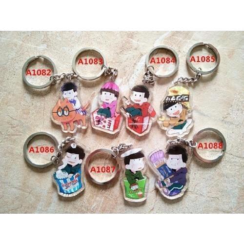 7pcs/set Anime Keychain Mr osomatsu san Ichimatsu Choromatsu Jyushimatsu Twoside Print Keychaint Keyring Pendant Anime Fans