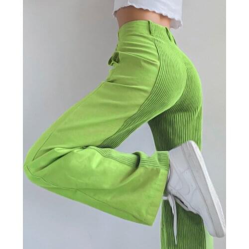 Sweet Y2k Patched Corduroy Pants Women Fashion Female 2020 Harajuku Long High Waisted Straight Trousers Vintage Sweatants Winter