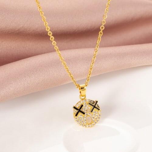 Hip Hop Style Full Zircon Surprise Expression Pendant Necklaces For Women No Fade Gold Color Stainless Steel Necklace Jewelry