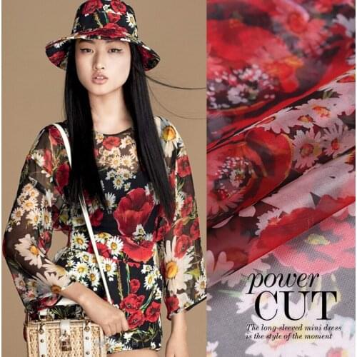 Digital printing silk organza yarn fabric perspective dress silk fabric crisp silk organza fabric natural silk fabric cloth