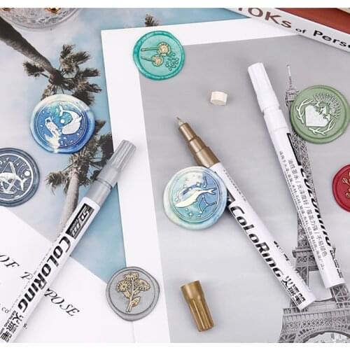 Color Paint Pen Metal Gold Silver Painted Head Marker Pen DIY Wax Printing Craft Pen Card Making Art Pen Graffiti Marker Pen