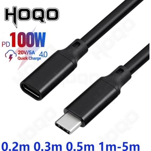 USB c extension cable,100W PD 5A 4k nindendo switch usb c cable flex type c male to female data clharging dock cord 1m 2m 3m 5m