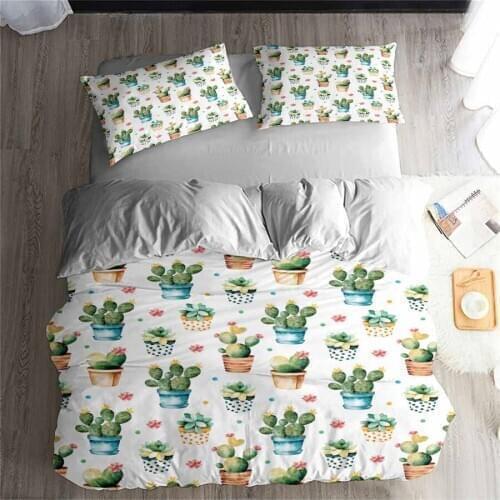 HELENGILI 3D Bedding Set Cactus Print Duvet cover set lifelike bedclothes with pillowcase bed set home Textiles #2-3