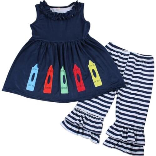 Fashion Toddler Girls Clothing Sets Sleeveless dress and Stripe Bell Pants Summer Boutique kids Outfits