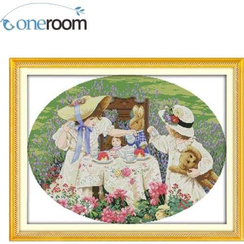 Oneroom The Afternoon Tea Counted Cross Stitch DIY 11CT 14CT Cross Stitch Set Wholesale Chinese Cross stitch Kits Embroidery