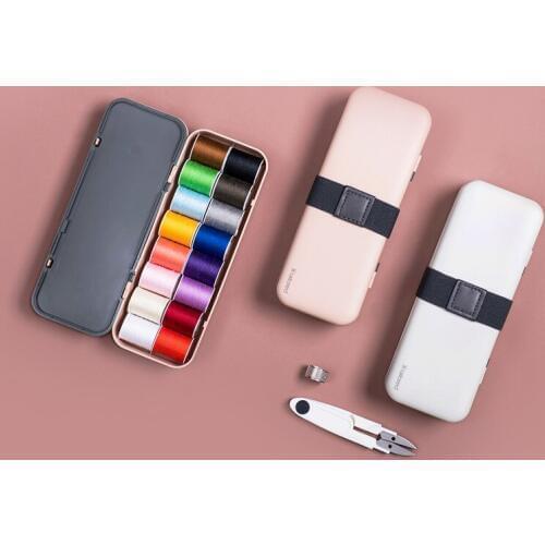 Plastic Sewing Box Kit Sewing Set With Needles Thread Scissor Accessories Portable Travelling Storage Box Home DIY Sewing Tools